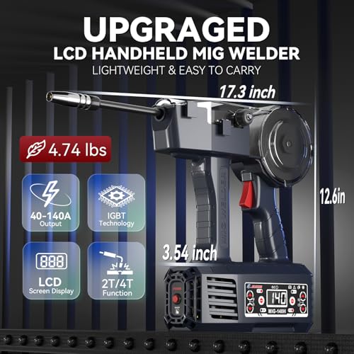 Image of GZ GUOZHI 2026 Newest Handheld MIG Welder 110V, 140A Flux Core Welding Machine, Portable MIG Welder Gasless Inverter Wire Feed Welders,Upgrade 360 rotatable torch (MIG-140H)