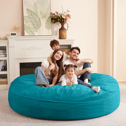 Image of HABUTWAY XX-Large Bean Bag Chair: Giant 7' Memory Foam Furniture Bean Bag Chairs for Adults with Microfiber Cover 7Ft（Sea Blue）