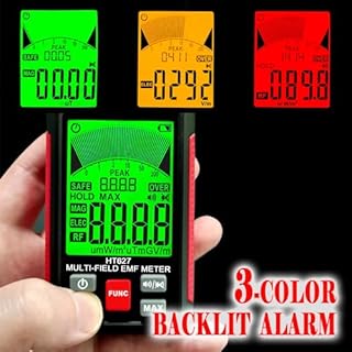 EMF Meter, 3-in-1 Portable Electromagnetic Field Radiation Detector Handheld EMF Tester for EF, RF, MF, WiFi Signal, Radio Frequency Detector Suitable for Home Office EMF Inspections Ghost Hunting