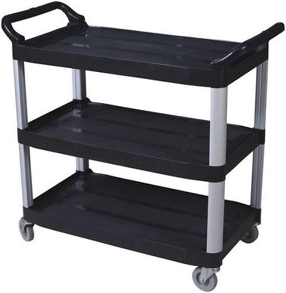 FixtureDisplays Foodservice Cart 330lbs Capaticy 3 Shelf Utility Cart Push Transfer Storage Tray Mobile Tool Bus Printer Cart 33 X 17 X 38 Outside Dimmensions 26X17 Shelf Size 18002-NF
