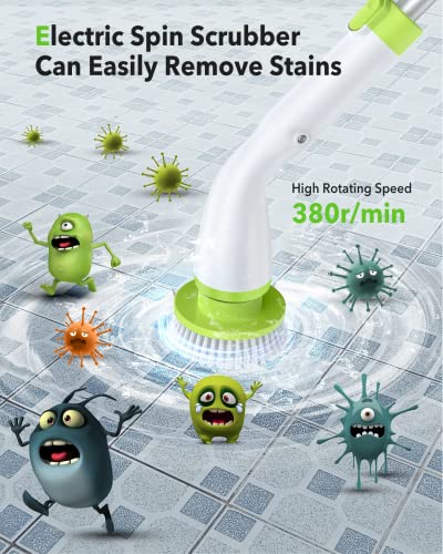 Electric Spin Scrubber Metmoon Shower Cleaning Brush, Power Scrubber For Cleaning Bathroom Bathtub Grout With 4 Brush Heads And Extension Arm #TOP1