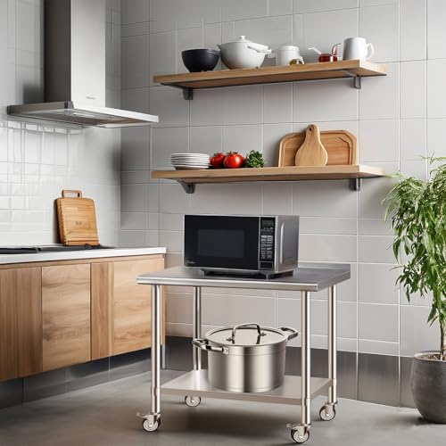 Faazy Stainless Steel Commercial Workbench - 30 x 36 Inch Metal Table Cart with Caster Wheel - NSF Certified - Heavy Duty for Restaurant, Kitchen, Garage by Faazy - Image 3