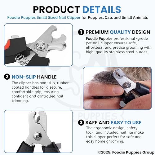 Image of Foodie Puppies Professional Animal Nail Cutter Clipper Trimmer Filer - (Nail Clipper - Small) for Small Dogs, Puppies, Cats, and Kittens Claw Grooming Tool Set (Colour May Vary)
