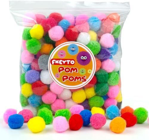200 Pieces Pom Poms, 1 Inch Craft Pom Poms, Fuzzy Pompom Puff Bal...