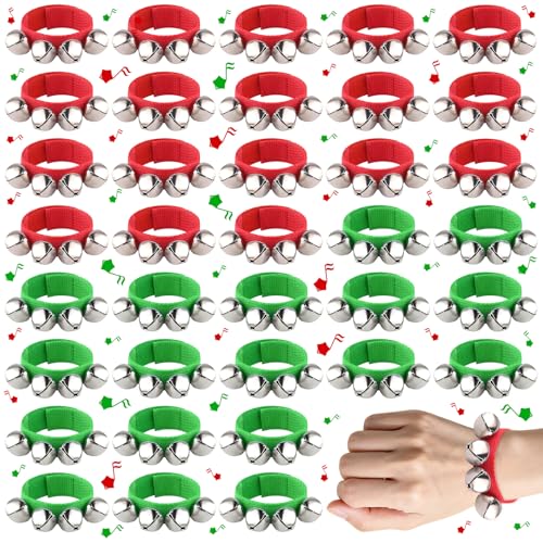 36 pezzi di braccialetti con campanelli da polso PLULON, strumenti a percussione, fasce natalizie, campanellini da caviglia, giocattoli musicali ritmici, decorazioni per feste di Natale, bomboniere