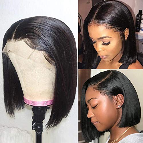 FLYBAO Lace Front Human Hair Wigs Short Bob Wigs Human Hair Pre Plucked Lace Front Wigs Human Hair For Black Women 150 Density Short Bob Wigs Natural Hairline