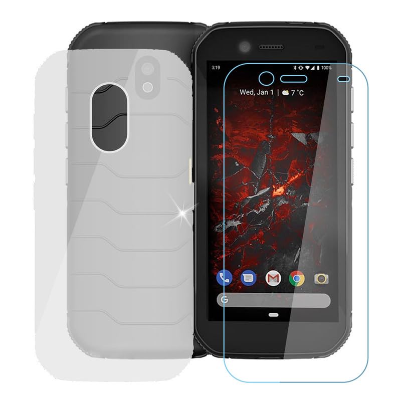 MILEGAO CAT S42 Custodia +2 PZ Pellicola Protettiva Vetro Temperato, Paraurti Ultra Sottile Antiurto Morbido TPU Silicone Cover per CAT S42 H+ ( 5.5