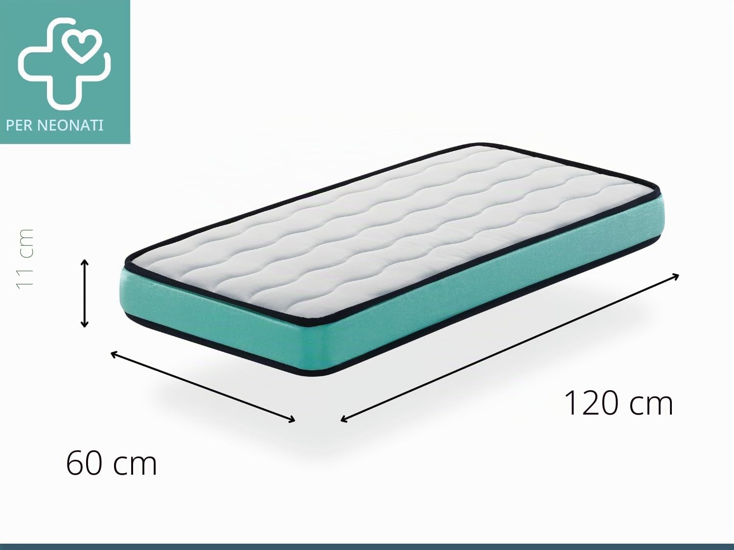DREAMDI Materasso per lettino 60 x 120 x 11 cm, traspirante, ergonomico