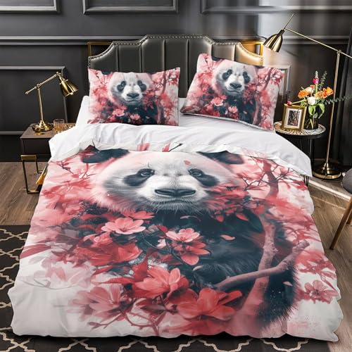Housse de couette panda 3D 140x200 ensemble literie microfibre single