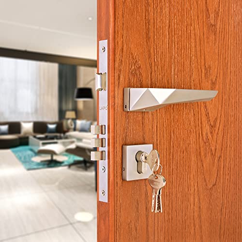 Image of LAPO Heavy-Duty Locks for Home | Fits with 30-50mm Doors | 70mm Cylinder | 3 Brass Keys | Matt Finish | 50x85 Lock Body | Left-Right Door Compatibility |Easy Install | 3 Years Warranty | Ro-165