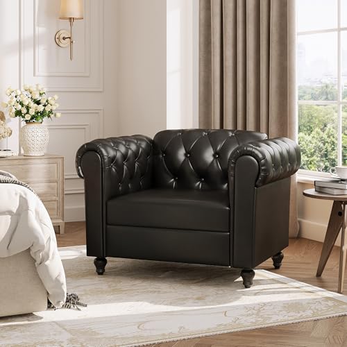 Black Faux Leather Accent Chair