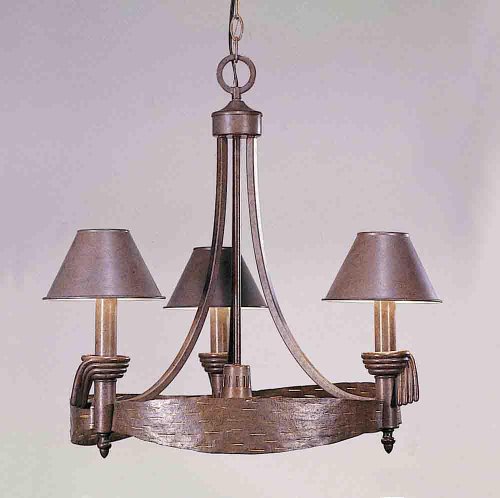 Volume Lighting V7904-66 3-Light Chandelier, 26" x 26" x 24", Prairie Rock/Gold