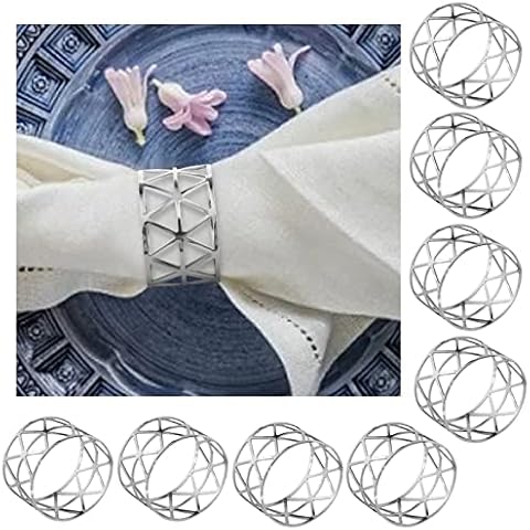 Napkin Rings Silver Metal Napkin Ring Napkin Buckles Leaves for Wedding Party Dinner Anniversary Christmas Table Decoration Pack of 8 Cover