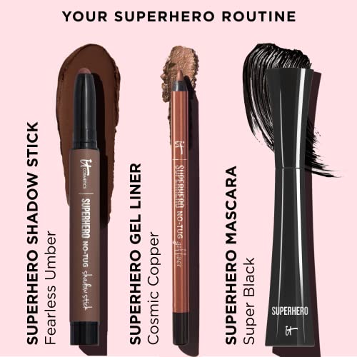 It Cosmetics Superhero No-Tug Waterproof Eyeshadow Stick, Fearless Umber - Rich Matte Brown - Longwear, Blendable Cream Eyeshadow With Built-In Primer - Suitable For Sensitive Eyes - 0.05 Oz #TOP6