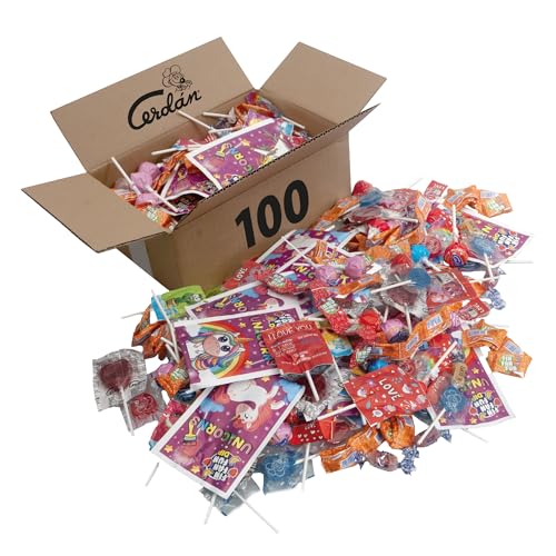 Caramelos Cerdán | Party Mix- Pack de 100 Caramelos y Chuches de Sabores Surtidos - Relleno de Piñata Sin Gluten - Ideal para Bolsas de Cumpleaños, Comuniones, Bautizos o Fiestas