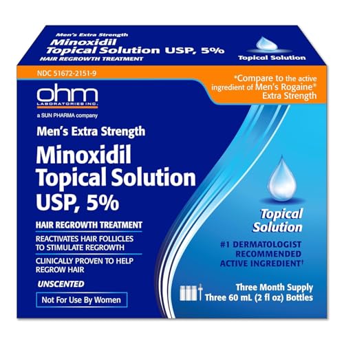 Image of Minoxidil Men's 5% Solution 2oz Tincture Bottle Clinically Proven to Regrow Hair, Topical Solution 5%, Hair Thinning Treatment (2 Fl Oz (Pack Of 3))