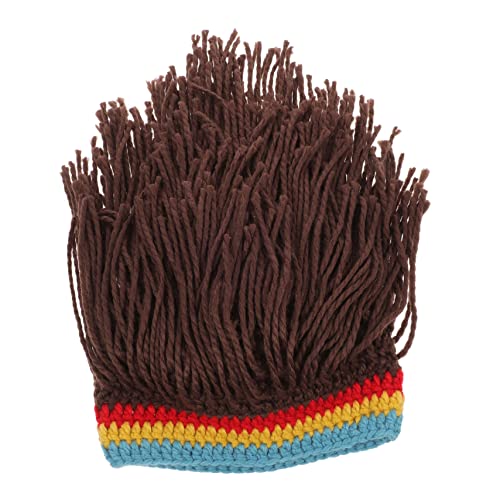 Didiseaon Fashionable Wig Hat for Men/Women Warm Knit Headwear Cool Party Accessory Coffee