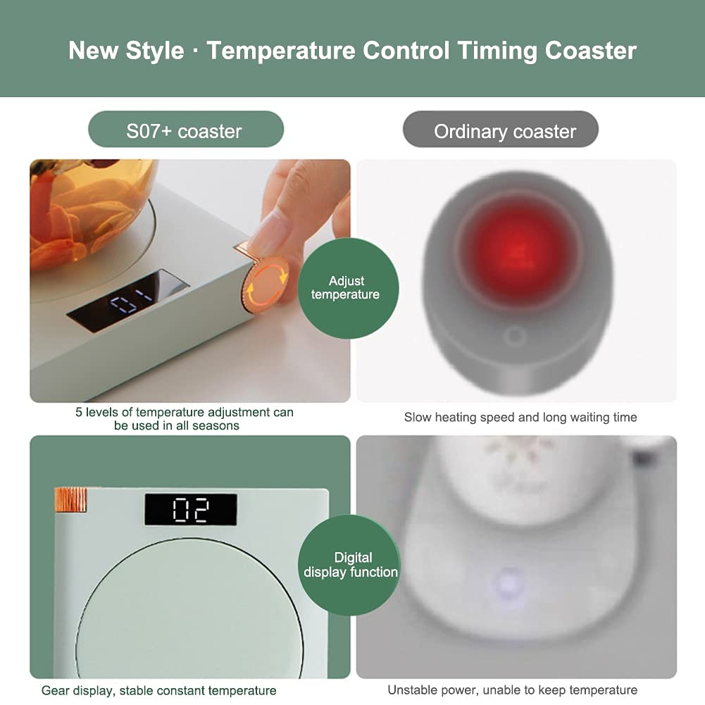 Scalda caffè scaldatazze USB Piastra Boccale riscaldatore Caldo tè Le Riscaldamento Coaster termostato 5 Gear riscaldatore Piattaforma di caffè Latte tè Caldo Elettrico (Color : Green)
