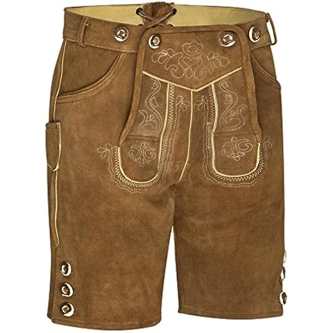 Herren Trachten Kurz Lederhose mit Träger (50 Hellbraun) Cover