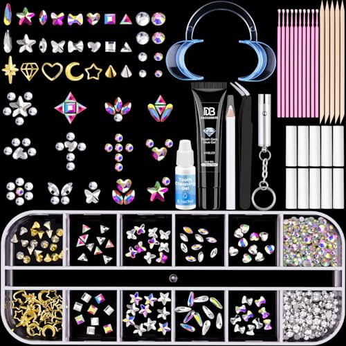 DAZZLEBRITE Tooth Gem Kit, Tooth Gems Kit for Teeth, Beginners Starter Crystals Teeth Gem Jewelry for Women Men, Bedazzling Gems Kits with Pickup Tools.