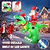9x7FT Christmas Inflatables Santa Ride on Dinosaur with LED Outdoor Christmas Dinosaur Inflatable Blow Up Yard Decorations with Sandbags Stakes Strings for Garden Decor #3
