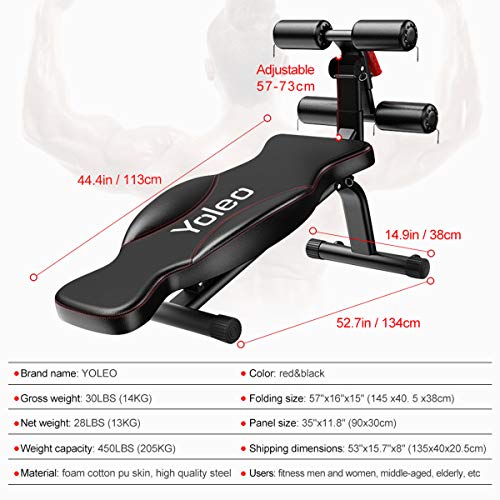 Yoleo Sit Up Bench, Adjustable Weight Bench, Full Body Workout Fitness Exercise Bench, Foldable Flat/Incline/Decline AB Bench for Home Gym