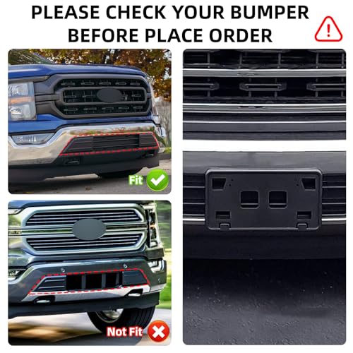 Image of License Plate Bracket Accessories for Ford F150 3.3L /5.0L 2021-2023, Front Bumper License Plate Holder Replacement Frame Black Mount, Replaces# ML3Z17A385AB FO1068185, Easy Installation