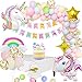 Décorations Anniversaire Licorne Party Decorations Fournitures, 2 énorme Licorne Balloons Joyeux Anniversaire Bannière Nappe étoile Arc-en-Ciel Ballon pour Le Genre révèle Filles garçon Femmes
