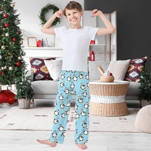 Boy's Pants Winter Cute Christmas Penguin Jogger Pants Elastic Waist Long Bottoms Trousers with Pockets 6-14 Years2