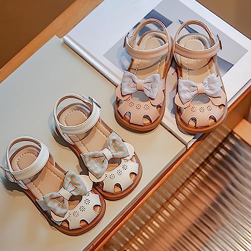Girls Soft Closed Toe Princess Flat Toe Half Sandals With Bow Shoes Summer Sandals(Toddler/Little Slide on Sandals Girls2