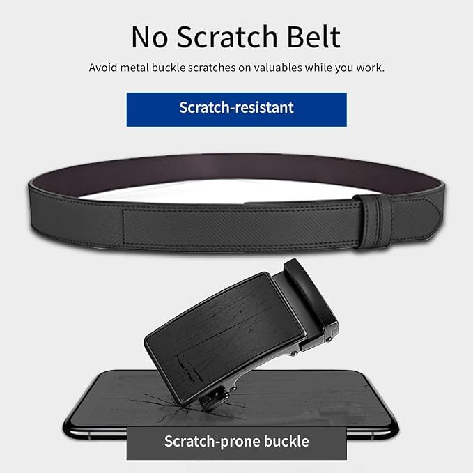 Mechanic Belts for Men No Scratch Tsa Approved Non Metal Hypoallergenic Leather Without Buckle Belt2