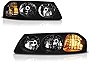 VIPMOTOZ OE-Style Headlights Headlamps Assembly For 2000-2005 Chevy Impala, Black Housing Clear Lens Driver & Passenger Side Pair Set