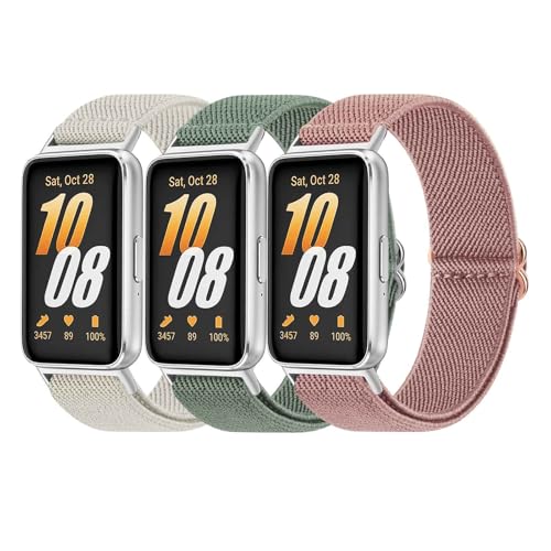 Meliya Elastic Nylon Straps for Samsung Galaxy Fit 3 3Pack Stretchy Adjustable Fabric Breathable Replacement Wristband for Galaxy Fit 3 Strap
