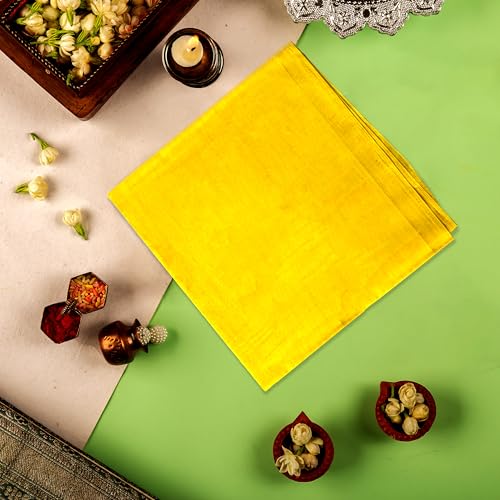 Image of Hem Aradhana Yellow Pooja Cloth for Mandir| >25 Meters | Red Mandir Cloth, Premium Temple Cloth for Spiritual Ceremonies, Ideal for Home and Temple Use, Enhance Your Sacred Space
