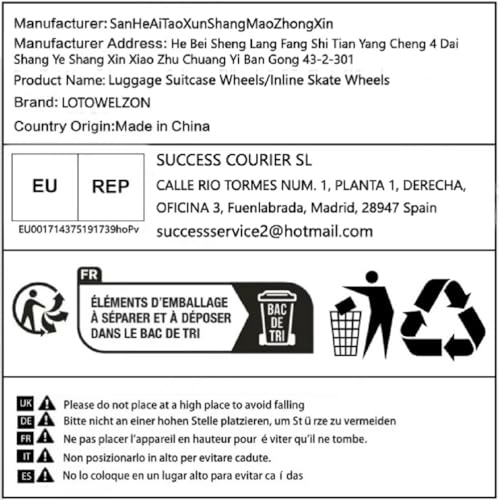 LOTOWELZON 1Paar Schwarz Mute Kofferrollen Gepäck-Ersatzrollen 64mm Dicke 24mm mit 8mm Kugellagern Reparatur-Kits ABEC 608zz für Koffer und Inline Outdoor Skate Board (OD64*W24mm/2.52\x0.94\)