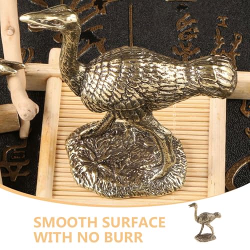 Sculpture compacte autruche en laiton véritable avec socle stable - 4