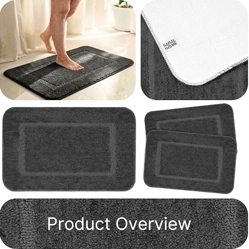 Image of Saral Home - Good Morning Mat, Soft, Anti-Skid, Washable, Water Absorbent, Quick Drying, All time usable Bathmat /Doormat /Runner. Slip-Resistant Backing for Everyday Safety.(DK.Grey. 50X70-2PC)