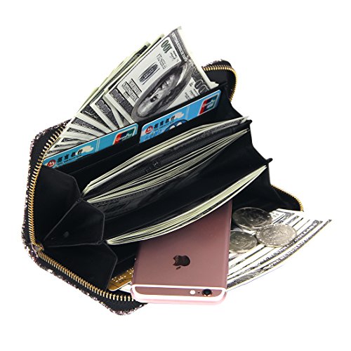 KUKOO Glitter Wallet for Women Shiny Long Phone Clutch Purse Ladies Card Holder4