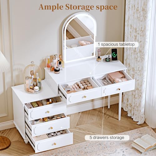 Ieejdn Vanity Desk with Mirror-VT-033