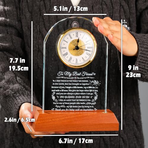Image of Arikyrist Best Friend Birthday Gifts for Women Glass Clock to My Best Friend with Wooden Light Base, Friendship Gift Ideas for Female Friend BFF Bestie Presents on Christmas Wedding Table Decor