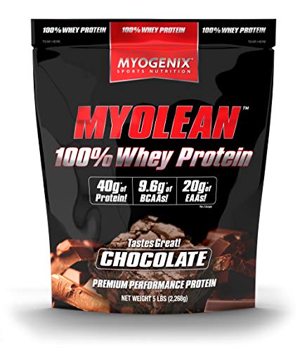 Myogenix Myolean – 100% Whey Protein Powder – 40g Protein per Serving – Low Carb – Ideal for Smoothies, Meal Replacement Shakes, Pre Workout & Post Workout Shakes – Chocolate (5lbs)