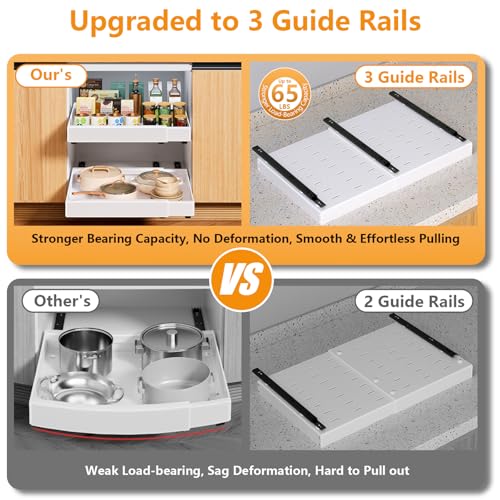 Image of Pull Out Cabinet Organizer 21 inch Deep Heavy Duty Expandable(12.6 inch-21.3 inch) Slide Out Drawers for Kitchen Cabinets with Adhesive 1 Pack Adjustable Roll Out Shelf Storage Organization for Pantry Bathroom