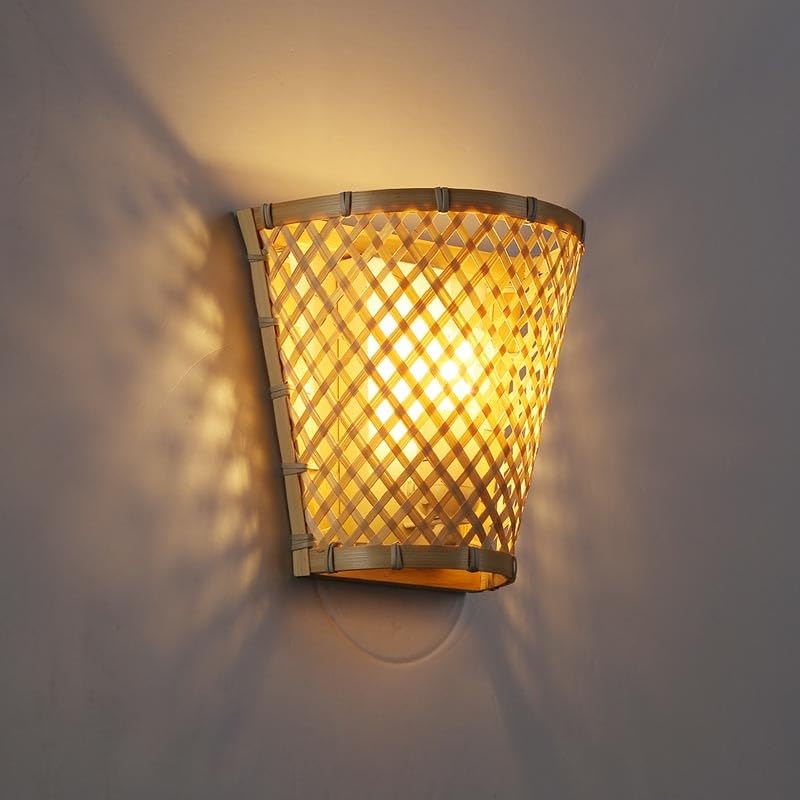 Aplique de pared de mimbre Pani de estilo rústico para iluminación natural en salón 3
