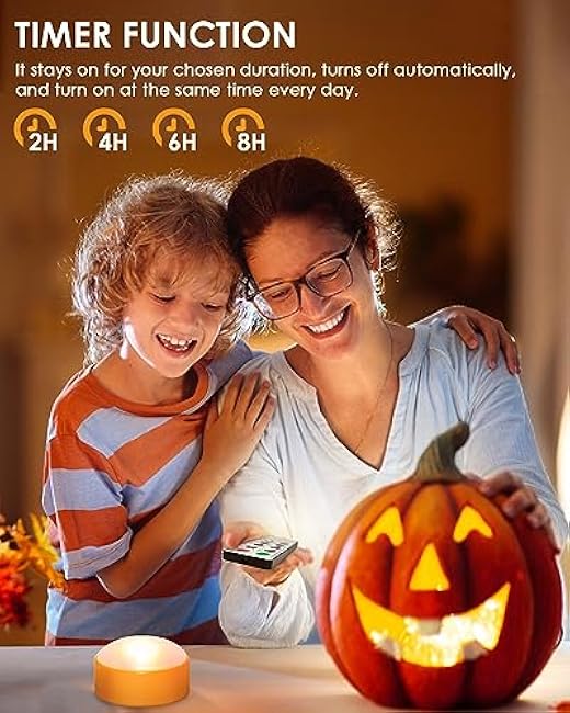 Luditek 2-Pack Halloween LED Pumpkin Lights with Remote and Timer, Battery Operated Orange Jack-O-Lantern Light for Halloween Decor, Flameless Candles for Pumpkin Decorations