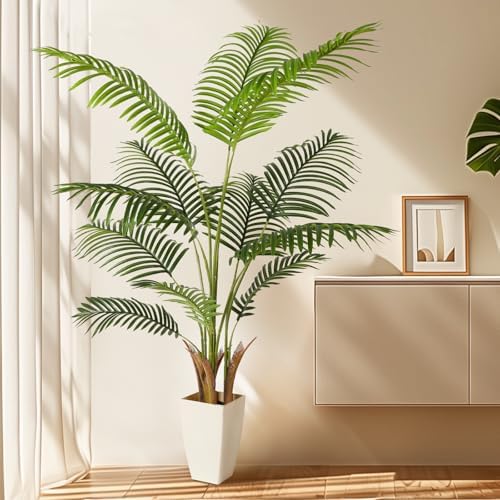 Amazon.com: ASTIDY Artificial Palm Tree 5FT - Fake Tree with Gray Tall ...