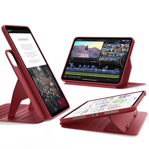 Image of ESR for iPad Pro 11 Inch Case (M5 /M4) 2025 /2024, Removable Magnetic Cover with Pencil Charging & Storage, Adjustable Portrait /Landscape Stand, 9 Standing Angles, Shift Series, Red