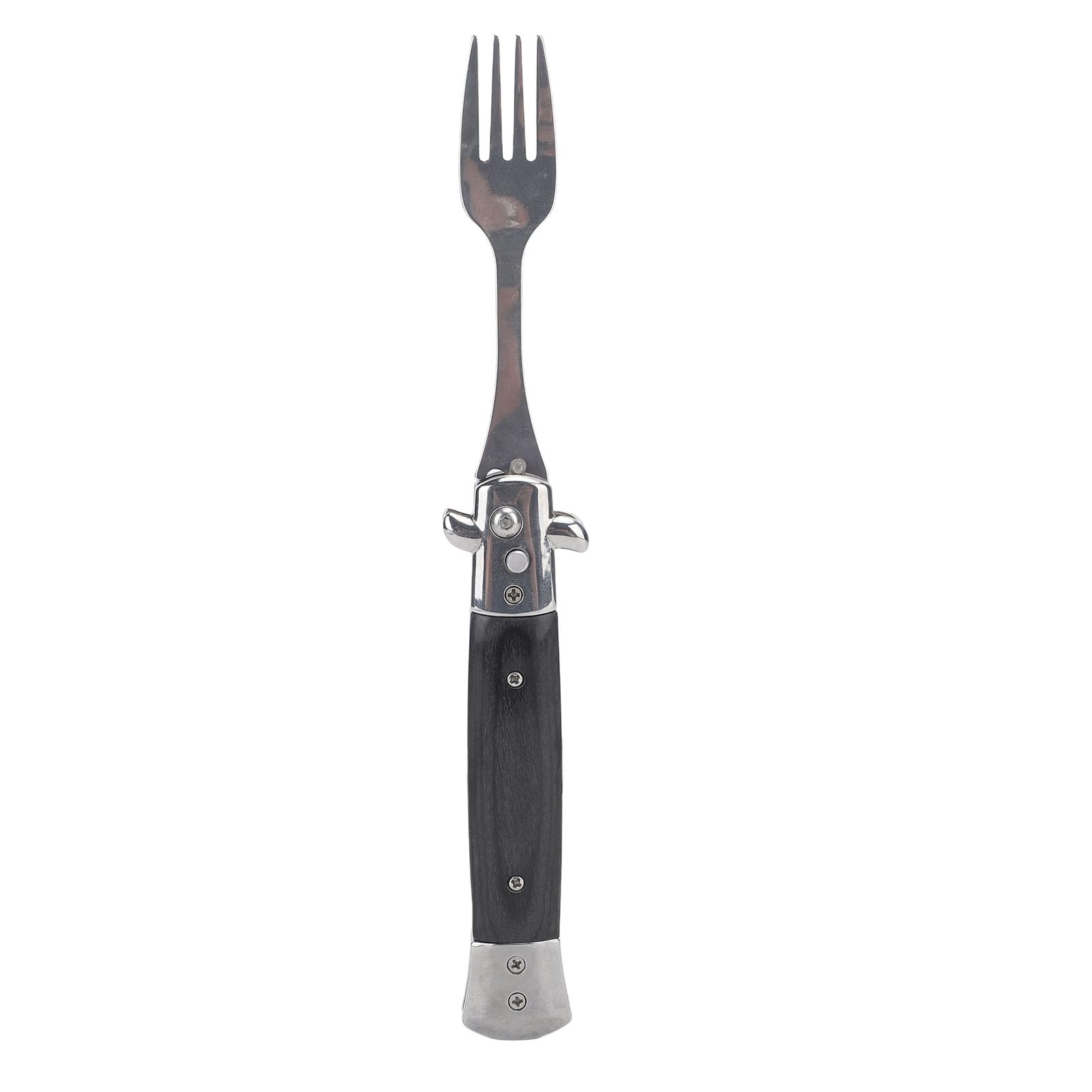 Portable Folding Camping Flatware - Reusable Stainless Steel Automatic Foldable Spring Fork for Family School