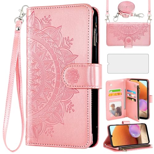 Étui portefeuille de qualité pour Samsung Galaxy A33 5G aux finitions fleur mandala