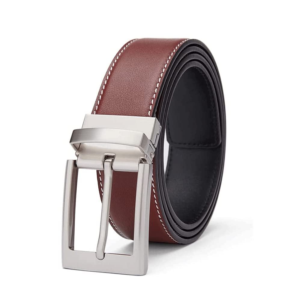 Ceinture en Jean décontractée pour Hommes 100% Cuir véritable avec Boucle en métal Mat Simple Ceinture Classique pour Le Travail et Les Affaires