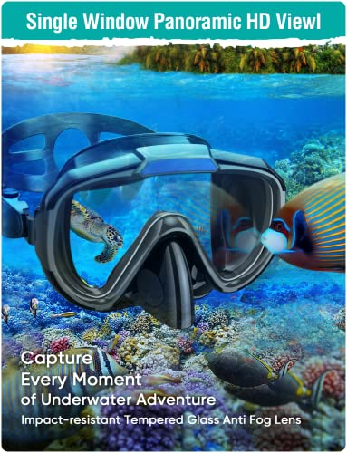 image for Seovediary Snorkel Set Adults Snorkeling Gear Anti-Fog Panoramic View 